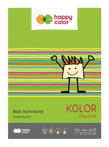 Farebný technický blok A4 170g 10 listov Happy Color