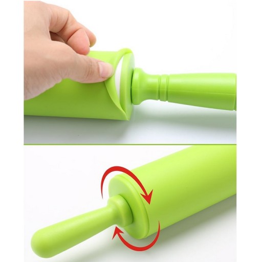 VEĽKÝ SILIKÓNOVÝ KUCHYNSKÝ VALEC NA CESTO, OTOČNÝ, 40 cm, ZELENÝ