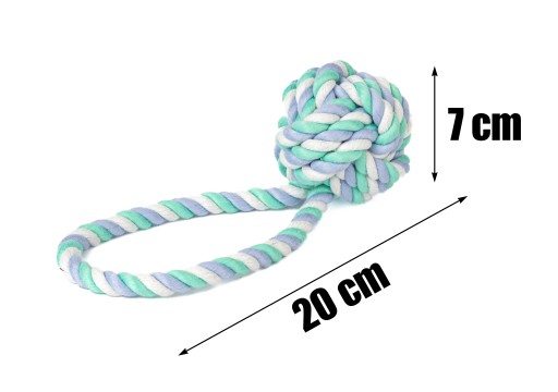 Hračka pre psa SZARPAK ROPE, pletená loptička, 7cm x 20cm