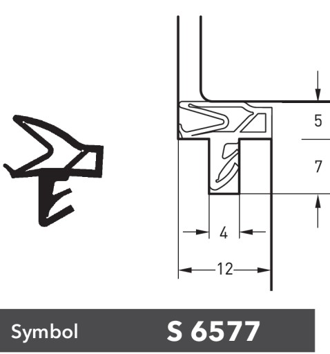 Tesnenie S-6577 pre bezfalcové dvere, biele, 1 meter