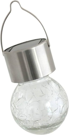 SOLÁRNA ZÁHRADNÁ LAMPA ZÁVISNÁ STRIEBORNÁ ŽIAROVKA 13CM