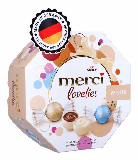 Pralinkové čokolády ku dňu babičky MERCI Lovelies White 185g DARČEK