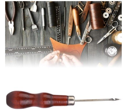 Šidlo, dierovač do kože, drevený špíz, 12 cm