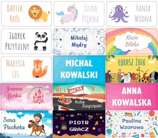 Nálepky s menovkami, personalizovaná potlač, 27 ks