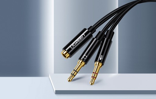 UGREEN KÁBLOVÝ ADAPTÉR AUDIO AUX SPLITTER SLÚCHADLÁ MINIJACK MIKROFÓN 20CM