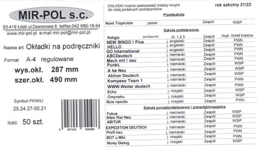 Obal na učebnicu 287mm, nastaviteľný, cestovný list