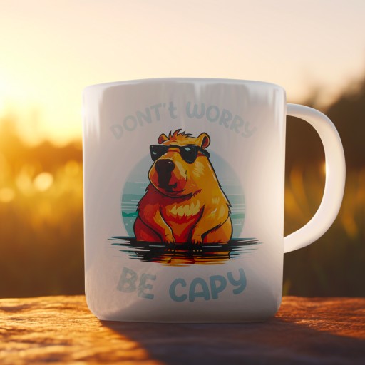 HRNČEK S POTLAČOU NEBOJTE SA BE CAPY CAPYBARA CAPYBARA ROZTOMNÁ POTLAČ