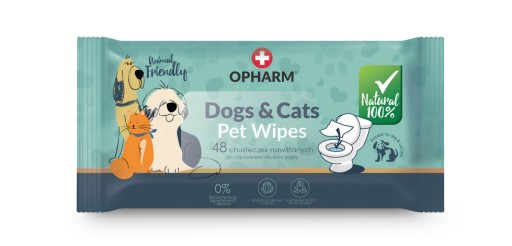 Opharm vlhčené obrúsky pre domáce zvieratá, 48 ks