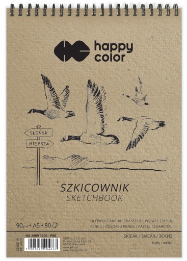 Skicár A5 90g biely Block Birds Happy color