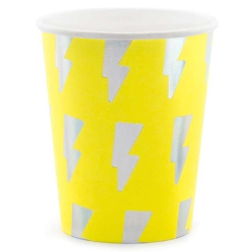 ŽLTÉ NEÓNOVÉ papierové poháre elektrické holo 260ml x6