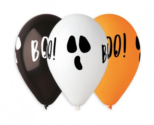 BALÓNKY HALLOWEEN BOO GHOST BLACK ORANGE 5 ks