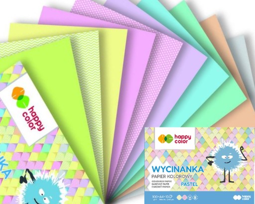 Zošit z farebných papierových výrezov, A4/10 listov, Happy Color pastel