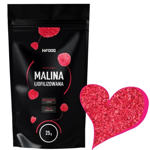 GRYS RASPBERRY Lyofilizované 25g HiFOOD Maliny POLSKA