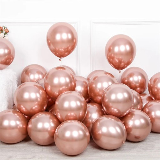 RUŽOVÉ METALICKÉ CHROMOVÉ BALÓNY VEĽKÉ 12 palcové RUŽOVÉ ZLATÉ SVADOBNÉ SVADOBNÉ 50 ks
