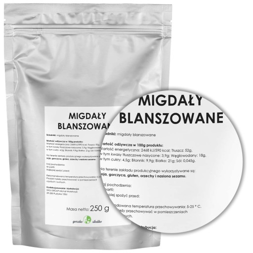 BLANŠOVANÉ MANDLE mandle bez šupky 250g