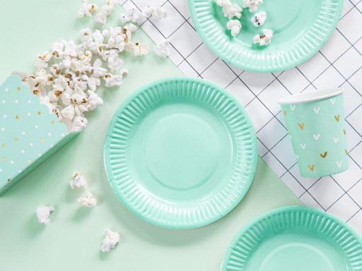 POPCORN BOXS mint KACTUS gold DOTS x6