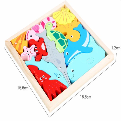 DREVENÉ BLOKY PUZZLE VZORY PUZZLE MONTESSORI