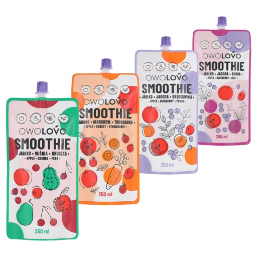 Owolovo Smoothie Mix 4 príchute 250 ml x 4 kusy