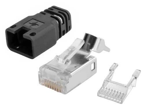 RJ45/8P8C STP zástrčka tienená cat.6A krútená dvojlinka AWG24-27 chvostová spona Telegartner