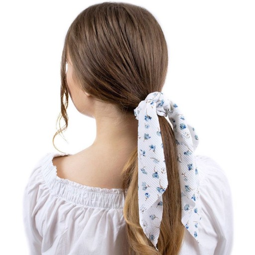 HAIR GUMBER SCRUNNCHIES BIELE kvety