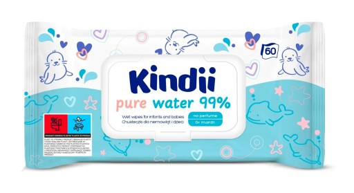 KINDII PURE WATER WIPES 99% balenie 60 ks 0m+ neparfumované