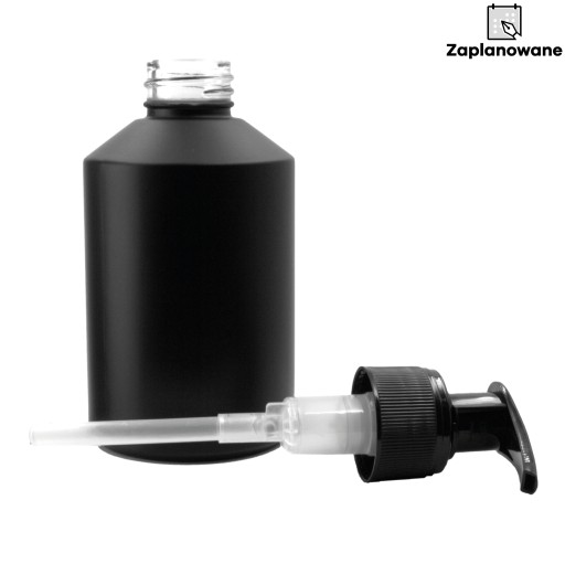 DÁVKOVAČ MYDLA sklenená fľaša, matná čierna, FĽAŠA s dávkovačom, 200ml