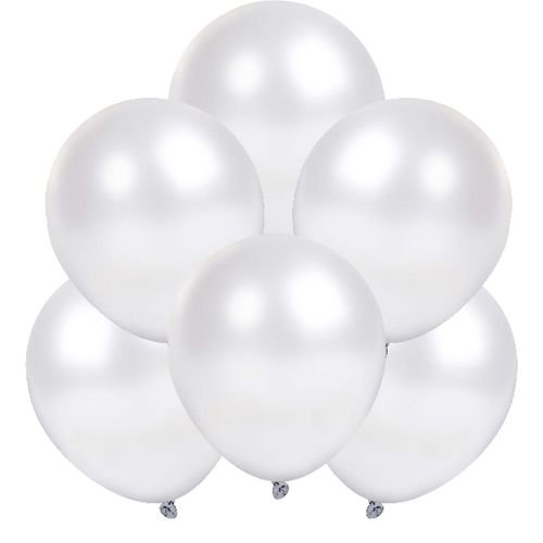Kovové biele latexové balóny, 12 palcov, 10 ks