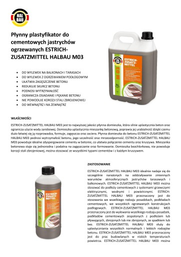Plastifikátor pre podlahové kúrenie betón 1L