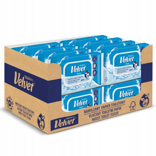 VELVET Pure vlhčený toaletný papier 48 ks