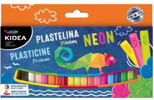 Plastelína 24 farieb (12 neónových + 12 klasických) KIDEA
