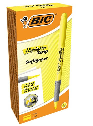 BIC BRITELINER GRIP ZVÝRAZŇOVAČ ŽLTÁ NEÓNOVÁ ŠKOLA
