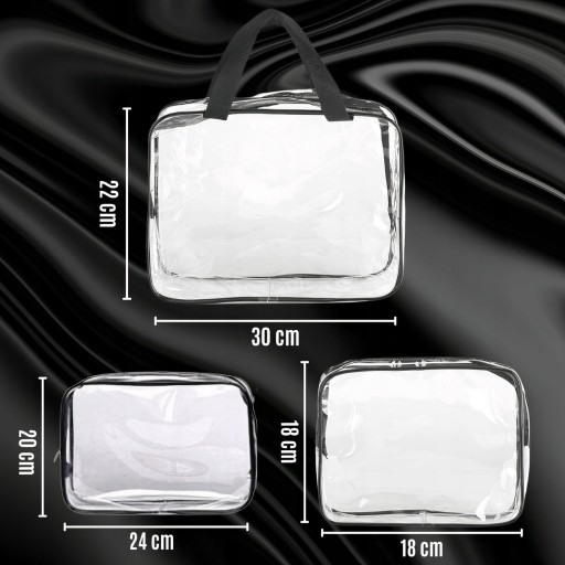 3V1 SET TRANSPARENTNÁ TURISTICKÁ CESTOVNÁ KOZMETICKÁ TAŠKA S KOZMETIKOU NA Zips