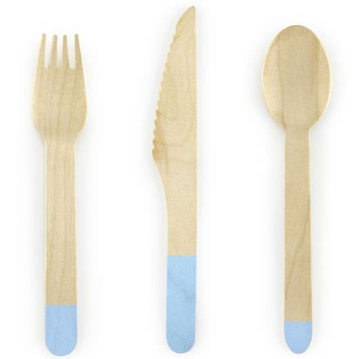 Jednorazový drevený príbor ECO BLUE 18 ks