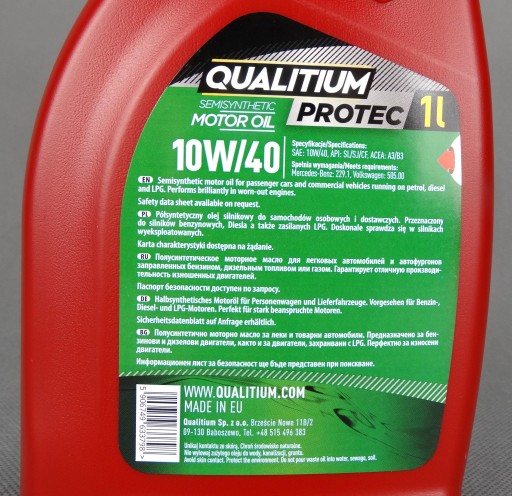 POLOSYNTETICKÝ OLEJ QUALITIUM PROTEC 10W40 A3B3 1L