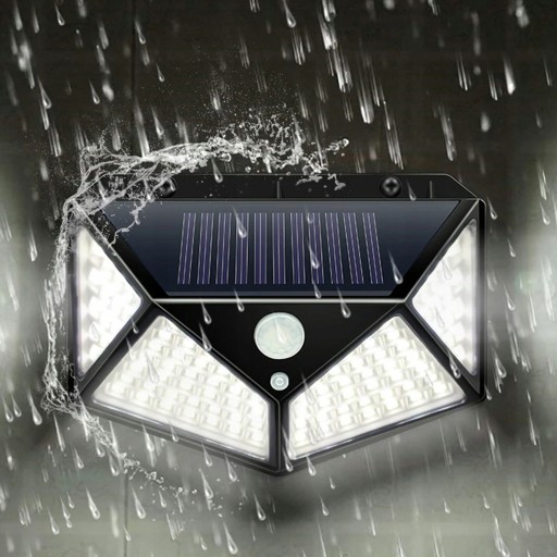 SOLAR LAMPA 100 LED S POHYBOVÝM A SÚMRAKOVÝM SENZOROM NÁSTENNÁ LAMPA