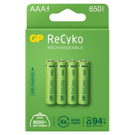 Batérie NiMH GP ReCyko AAA 650 mAh 1,2 V (4 ks.)