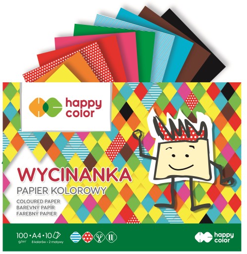 VYSTRIHACÍ blok, zošit farebných školských papierov HAPPY COLOR A4, 10 listov