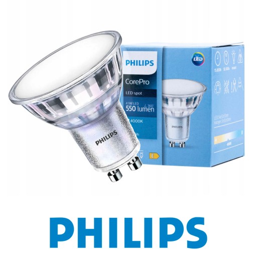 Philips CorePro GU10 LED žiarovka 4,9W=50W 550lm neutrálna farba 4000K 120°