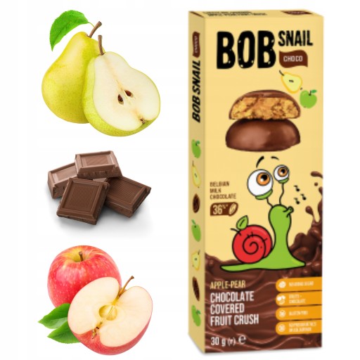 BOB SNAIL Jablko Hruška v mliečnej čokoláde 30g čokoláda