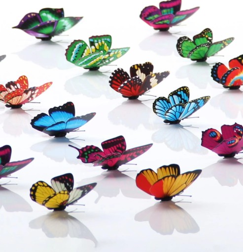 BOTTERFLIES 3D Nálepky Chladnička MAGNETS motýliky SVETRORUŽOVÉ 12 ks - 02-13