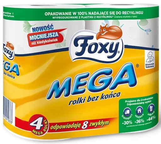 Toaletný papier Foxy Mega 4 rolky - XXL