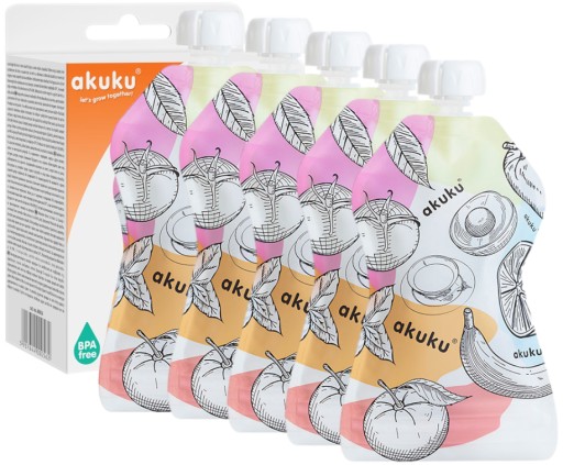 OPÄTOVNE POUŽITEĽNÉ SÁČKY NA POTRAVINY VRECKÁ 150ml AKUKU 5ks