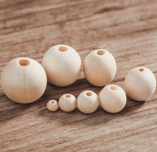 Drevený lapač loptičiek makramé 2cm 6ks 3067