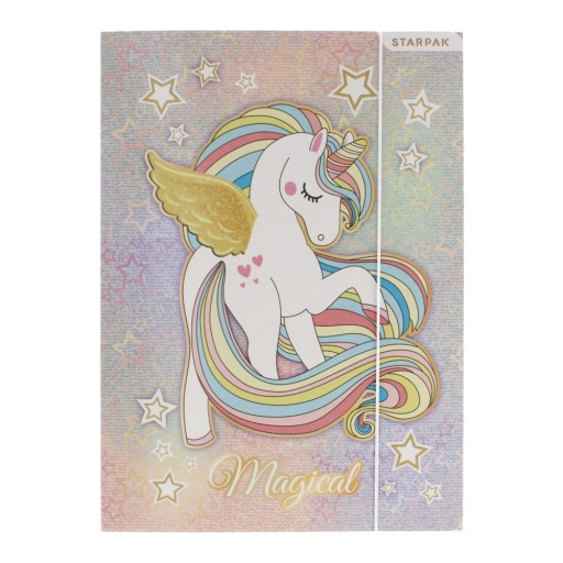 Školské leporelo A4 s gumičkou pre deti PAPIEROVÉ skladačky UNICORN STARPAK