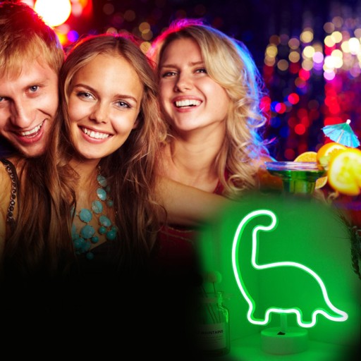 NEÓNOVÁ LED LAMPA DINOSAUR S 3xAA USB STOJANOM