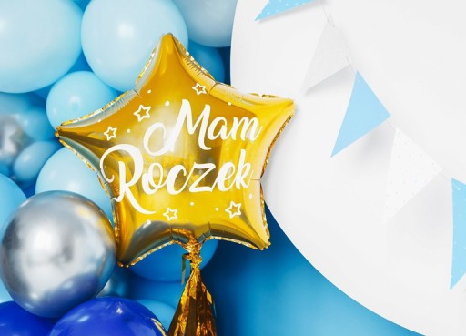 FÓLIOVÝ BALÓN ZLATÁ HVIEZDA MÁM ROČNÝ, ZLATÝ 48cm
