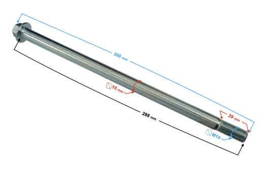 Os zadného kolesa pre motocykel Barton Classic 125, čap ROMET JUNAK M14x300