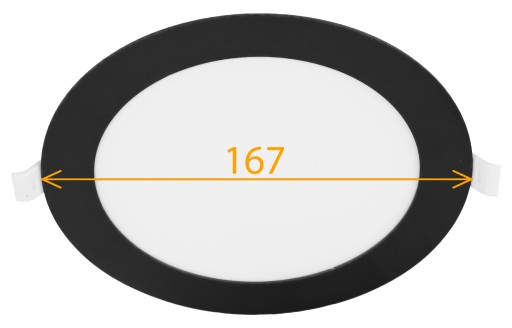 LED panel, zápustný, sadrokartónový, čierny, okrúhle stropné svietidlo, 12W