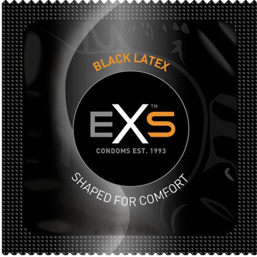 EXS BLACK LATEX klasické a vlhčené BLACK kondómy, sada 12 ks.
