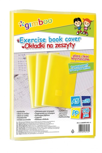 OBAL GIMBOO NOTEBOOK, KRYŠTÁLOVÝ, A5, 150 MIKRO, ŽLTÝ 25 ks